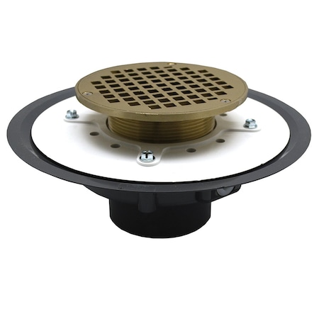 Jones Stephens 3in. Heavy Duty PVC Drain Base with 3-1/2in. Metal Spud and 6in. Nickel Bronze Strainer D50064